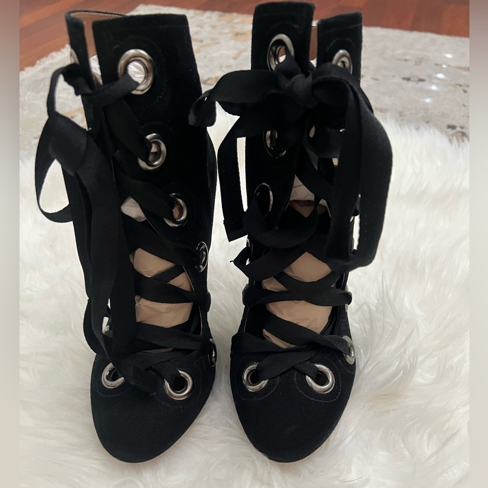 Alaïa Black Suede Booties Size 38
